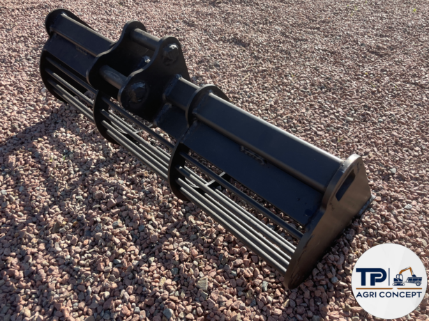 Godet trieur / cribleur pour mini-pelles 800 kg et 1 Tonne pour trier rapide Terre et Matériaux